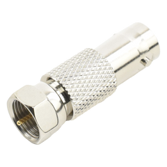 Adaptador en Línea, de Conector BNC Hembra a F Macho, Níquel/ Oro/ Delrin.