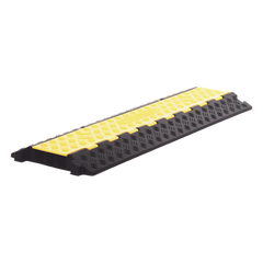 Protector de Cable de 3 Canales / Base de Goma y Tapa de Plástico / Tamaño del Canal 30x30mm / Capacidad de Carga 5 Toneladas / Longitud 90 cm / Ancho del Contorno 50 cm / Altura 4.5 cm / Color Amarillo-Negro / Material Hule