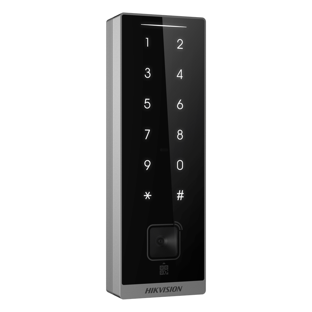 Teclado Esclavo con Lector de Tarjetas Virtuales Bluetooth y Códigos QR / Tarjetas MIFARE y PROX EM / Contraseñas / RS-485 Wiegand OSDP / Frecuencias 13.56 MHz y 125 KHz / Autenticación Tarjeta PIN QR Bluetooth / Táctil