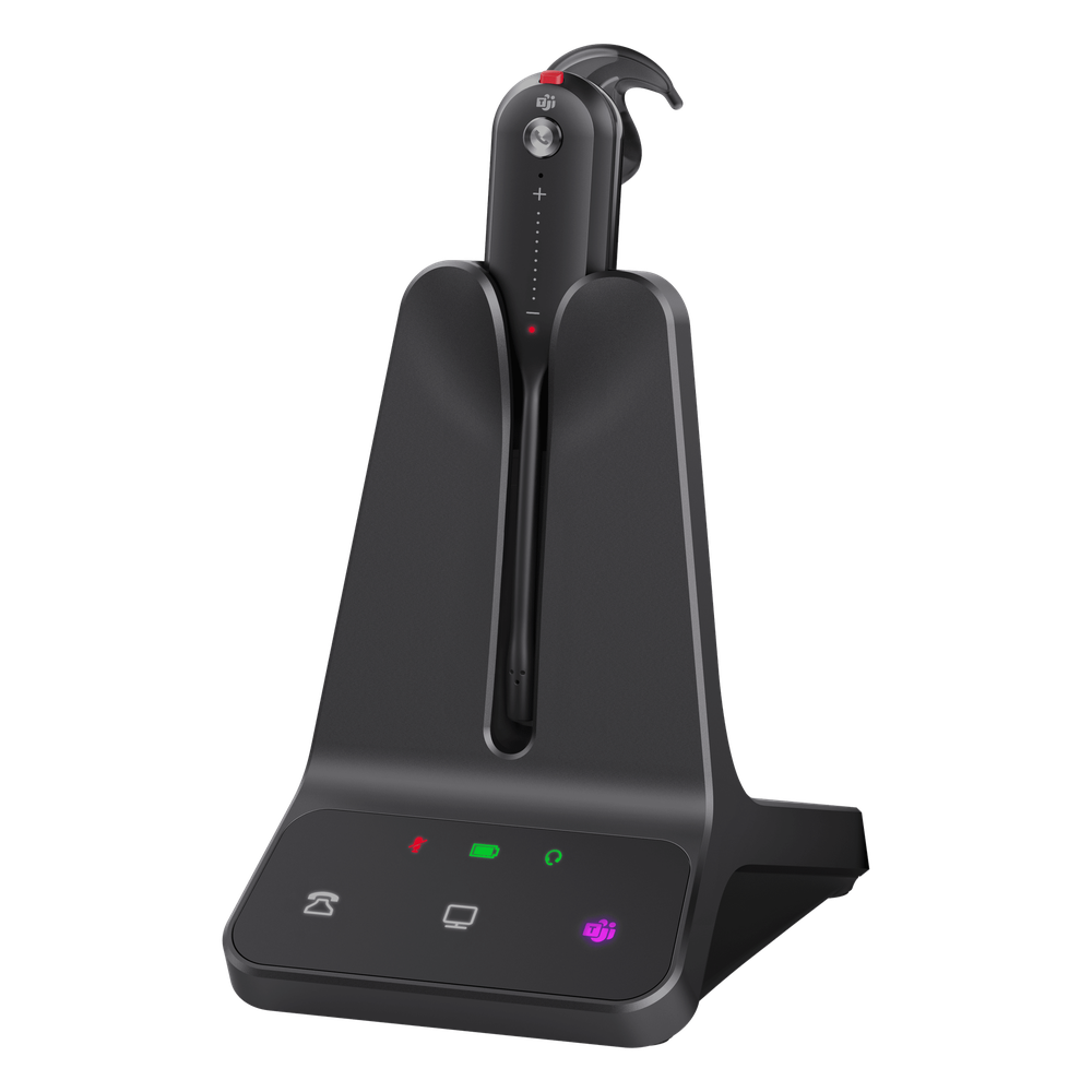Auriculares mono Yealink WH63 E2 edición MS/ Base DECT/ Cancelación de ruido con 2 micrófonos/ Tres estilos de uso