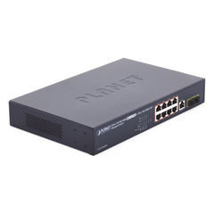Switch Administrable Capa 2, 8 Puertos PoE 802.3af/at Gigabit, 140 W Max, 2 Puertos SFP, Modo Extendido Hasta 250 m, Soporta Administración en Nube CloudNMS ( HW Rev. 3.0 en Adelante).