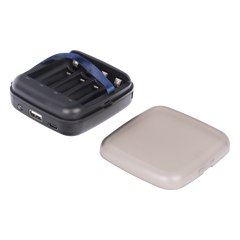 Power bank y Cargador para baterías 2 en 1,  carga individual y/o  simultánea hasta 4 baterías,  (AA y AAA, Ni-MH y Li-Ion)