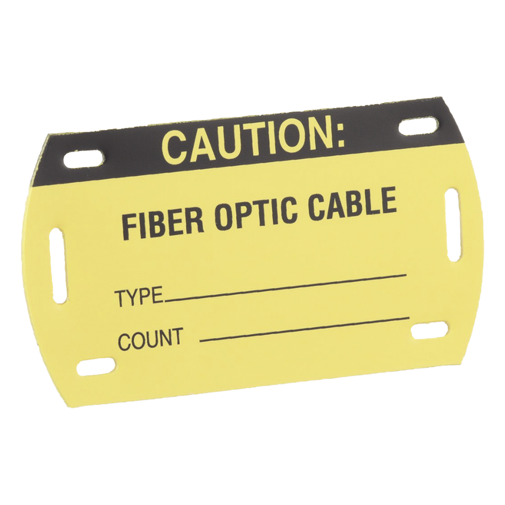 Kit de 5 Etiquetas Autolaminadas para Fibra Óptica, Para Uso Interior/Exterior, Dimensiones de 90.42 x 52.32 mm (3.56 x 2.06 pulgadas), Color Negro con Amarillo