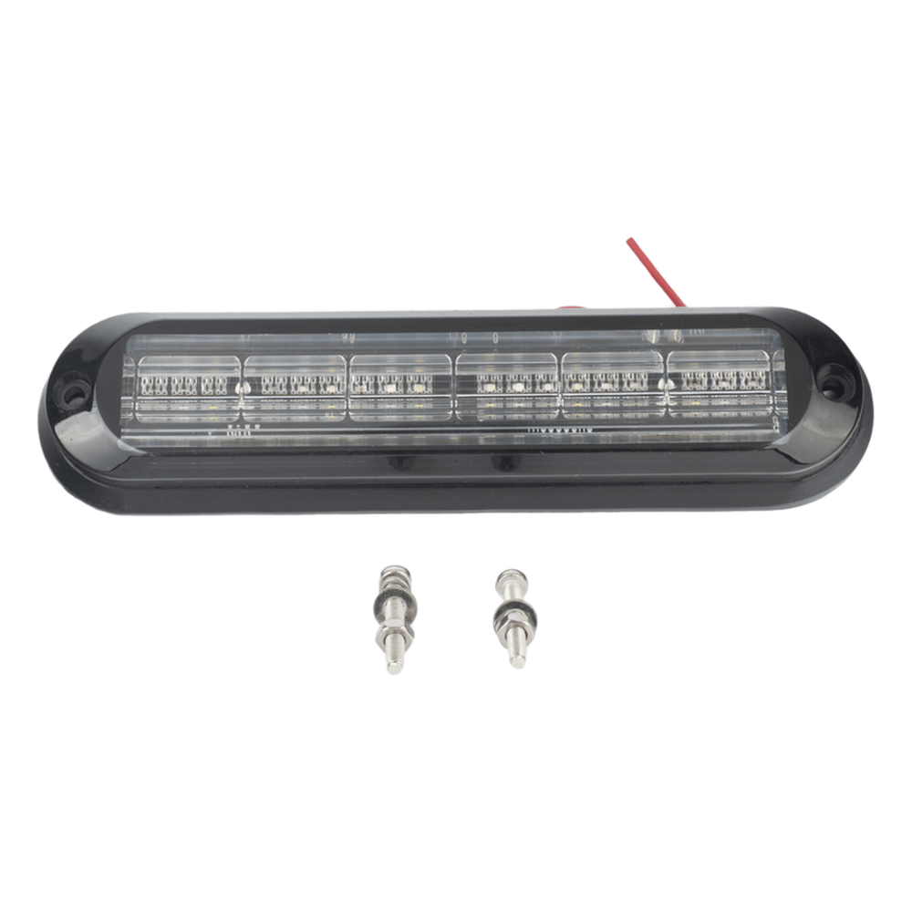 Luz Auxiliar Ultra Brillante  IP67 de 18 LEDs, Color Rojo/Azul/Ambar, con mica transparente y bisel negro