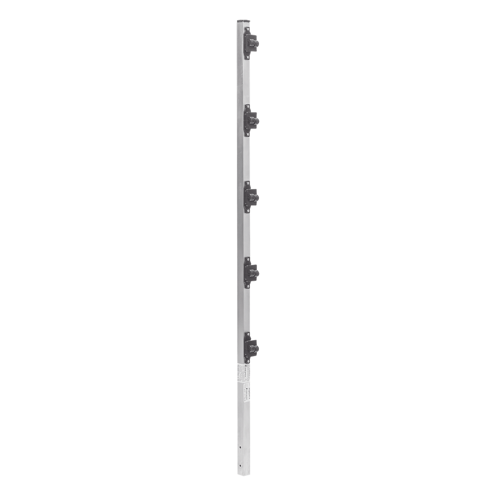 Poste de Paso de 1.2m para Cerca Electrificada de PTR Cuadrado de Aluminio de 1" de lado con 5 Aisladores Instalados.