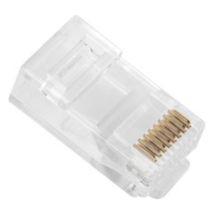 Bote con 100 Plugs Pass Through RJ45 Cat6 sin Blindaje, Chapado de Oro a 30 Micras para Durabilidad Extrema