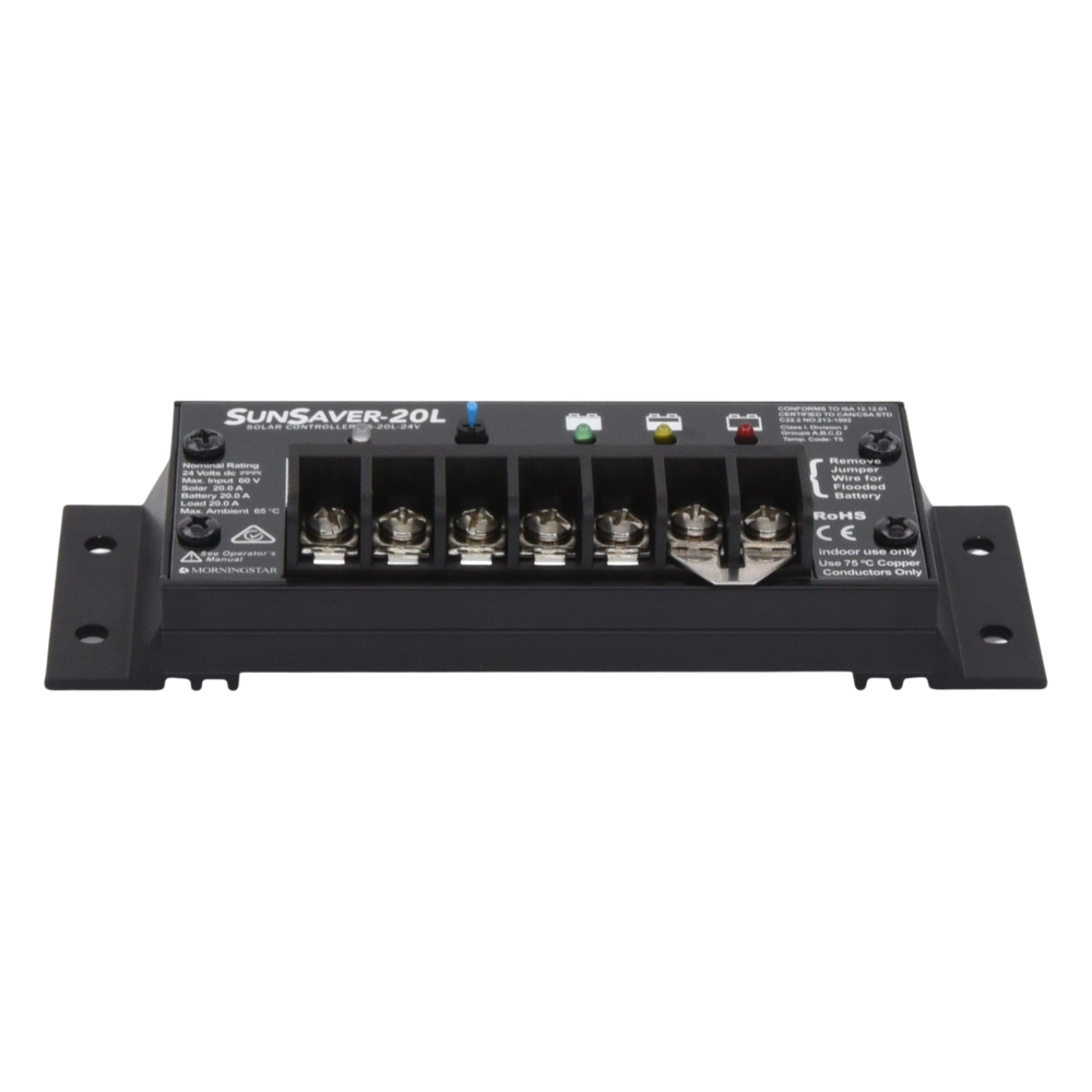 Controlador de Carga Solar SunSaver PWM 20 A / 24 VCC / Encapsulado Epóxico / Clase 1 Div 2 / Compensación de Temperatura