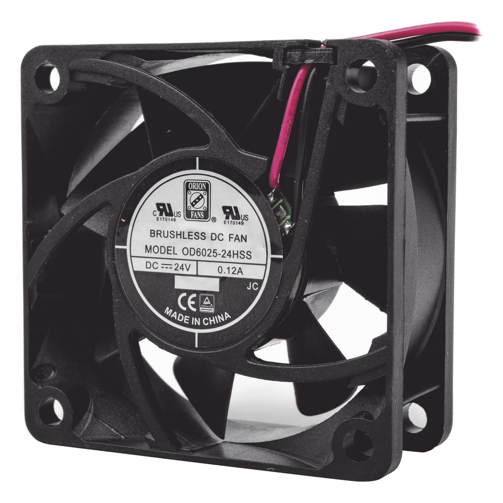 Ventilador Anticondensante Axial Cuadrado, 60x60x25 mm, 24 Vcc, 4500 RPM, 2.9 W, 0.12 A, Flujo de Aire de 25.0 CFM, Unión Sellada.