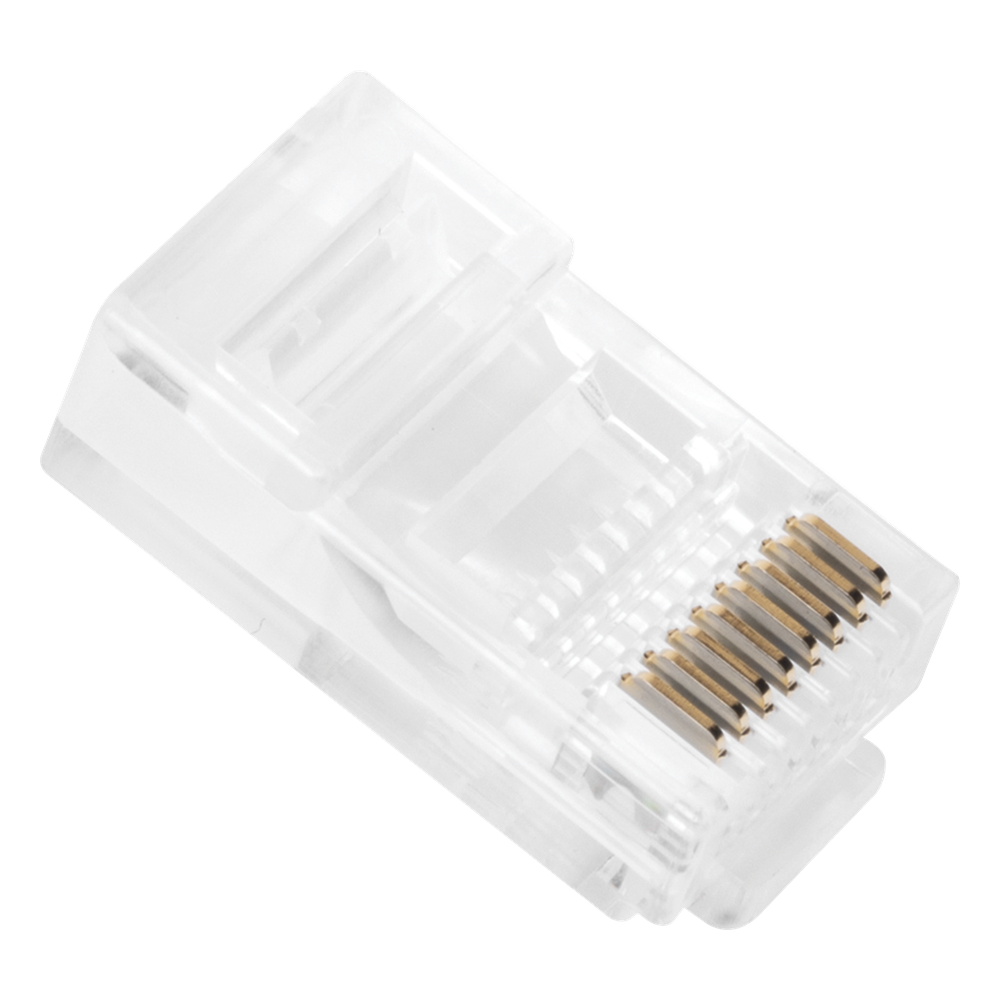 Bote con 100 Piezas de Plug Modular RJ45 Cat5e sin Blindaje, Chapado de Oro a 30 Micras para Durabilidad Extrema