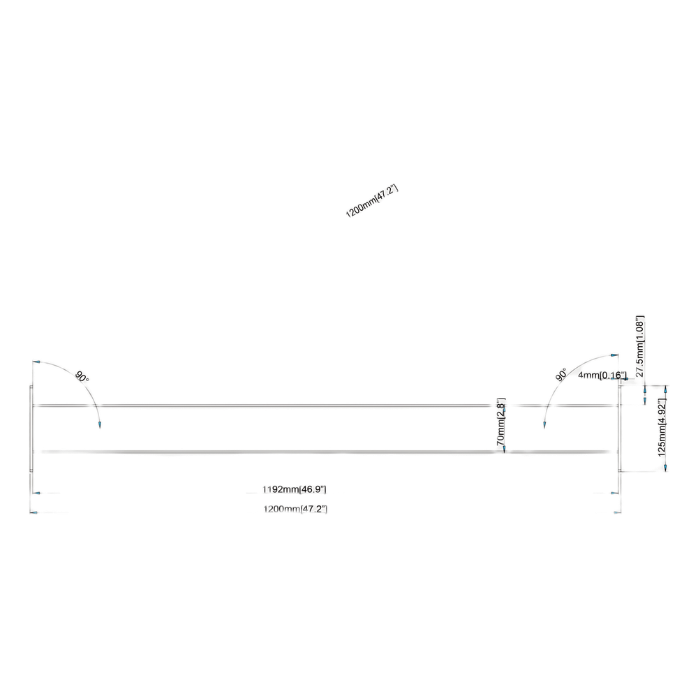 Accesorio _ Perfil Rectangular para Interconexión de Patas de Videowall LED | Longitud 1200 mm | Ancho 56 mm | Incluye Tornillos M8 x 10 mm y Llave Allen de 5 mm