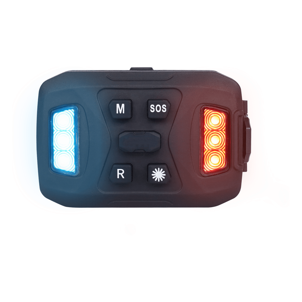 Luz Auxiliar Recargable, 26 LEDs, Rojo/Azul/Blanco, Incluye Clip y Base Magnética