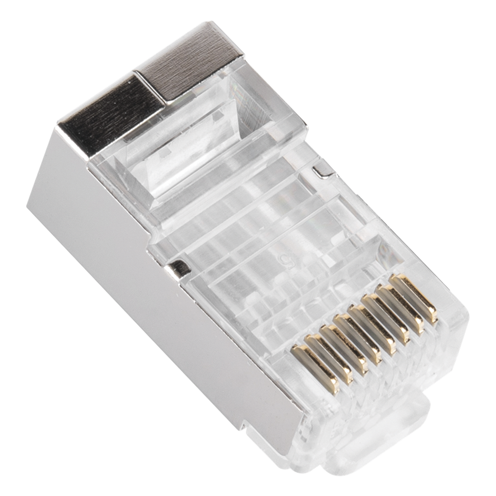 Bote con 100 Piezas de Plug Modular RJ45 Cat6 Blindado, Chapado de Oro a 30 Micras para Durabilidad Extrema SIN PIN de Tierra