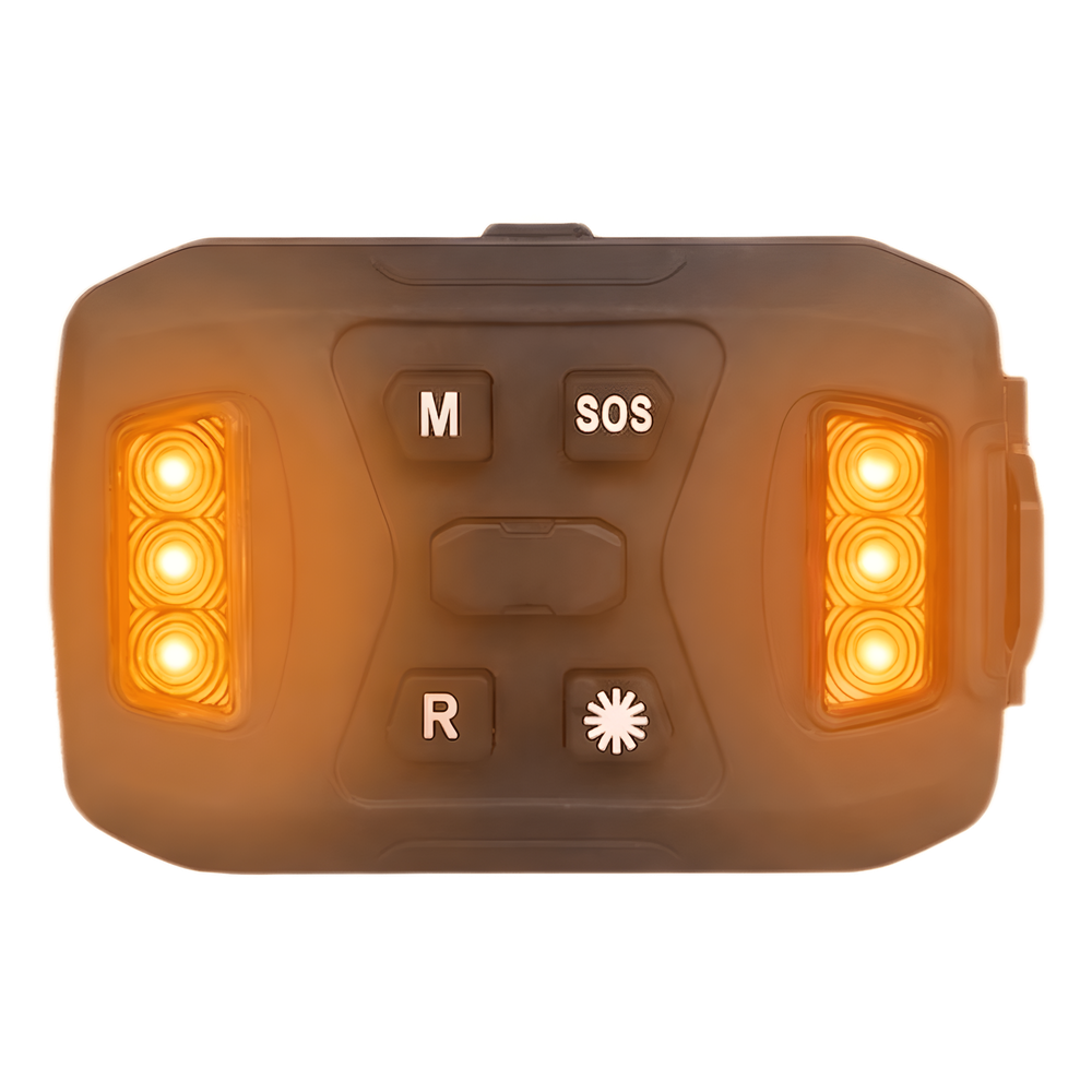 Luz Auxiliar Recargable, 26 LEDs, Rojo/Azul/Blanco, Incluye Clip y Base Magnética