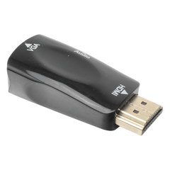Adaptador (Convertidor) HDMI a VGA  / HDMI Macho a VGA Hembra / Resolución 1920x1080 @ 60Hz  / Adaptador de Audio de 3.5 mm / Chapado en Níquel