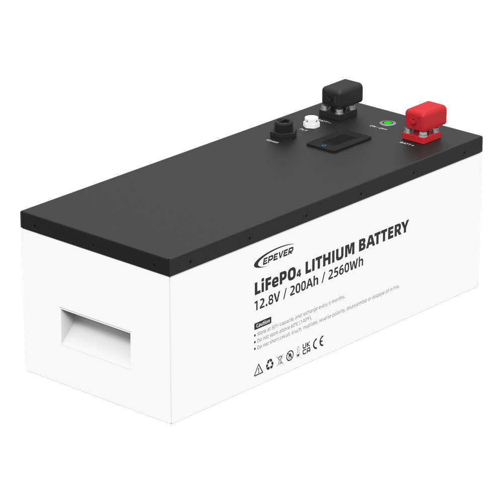 Batería de litio LiFeO4 12.8Vcc, 200Ah, 2.56Kwh, Pantalla LCD para Monitoreo Local, Carcasa Metálica