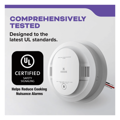Alarma combinada de humo y monóxido de carbono, cableada a 120V CA con respaldo de batería AA, interconectable