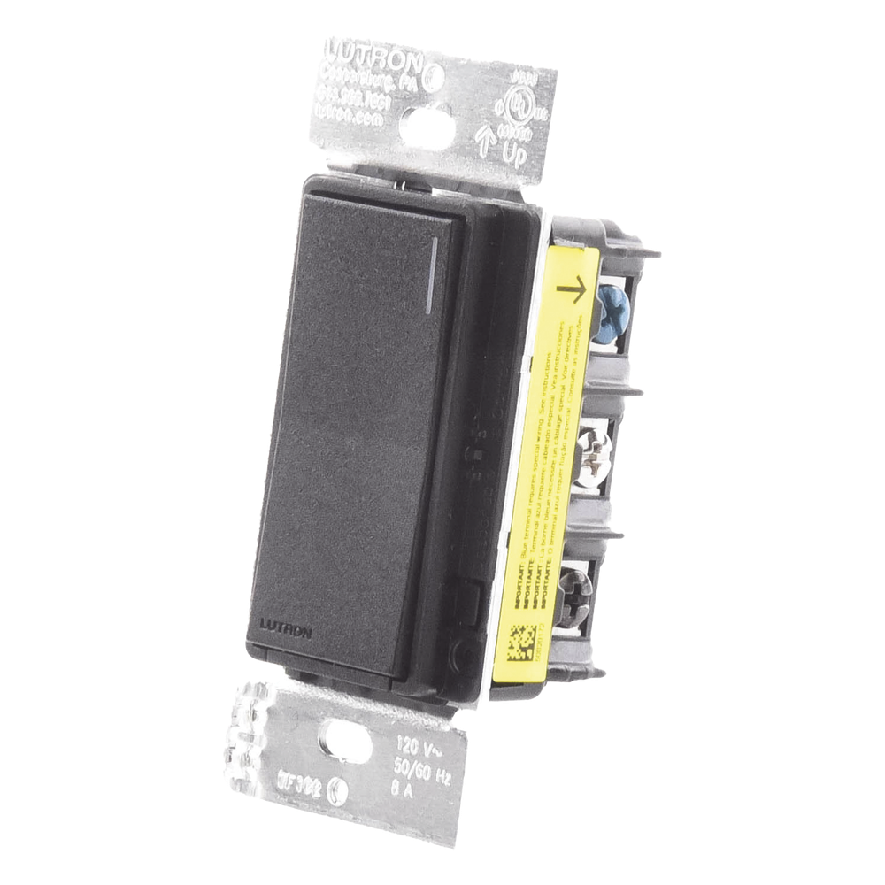 Apagador electrónico Sunnata de encendido y apagado, 8 A en iluminación y motores de 1/4 HP a 120 V, requiere neutro, color negro Midnight satinado, para sistema RadioRA 3
