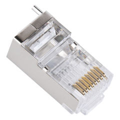 Bote con 100 Piezas de Plug Modular RJ45 Cat5e Blindado, Chapado de Oro a 30 Micras para Durabilidad Extrema con Pin de Tierra