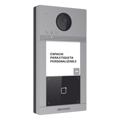 Videoportero IP 2 Megapixel / Llamada y Apertura Remota desde App Hik-Connect / PoE / Exterior IP65 + Antivandalico IK08 / 1 Departamento / Apertura con Tarjeta / Soporta 2 Puertas y hasta 6 Monitores