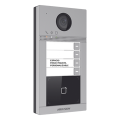 Videoportero IP 2 Megapixel / Llamada y Apertura Remota desde App Hik-Connect (Requiere monitor )/ PoE / Exterior IP65 + Antivandalico IK08 / 4 Departamento / Apertura con Tarjeta / Soporta 2 Puertas y hasta 6 Monitores