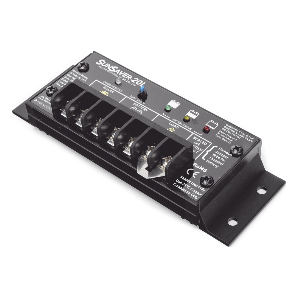 Controlador de Carga Solar SunSaver PWM 20 A / 12 VCC / Encapsulado Epóxico / Clase 1 Div 2 / Compensación de Temperatura