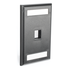 Placa de Pared Vertical, Salida Para 1 Puerto Keystone, Con Espacios Para Etiquetas, Color Negro