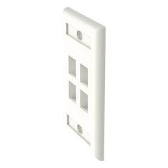 Placa de Pared Vertical, Salida Para 4 Puertos Keystone, Con Espacios Para Etiquetas, Color Blanco Mate