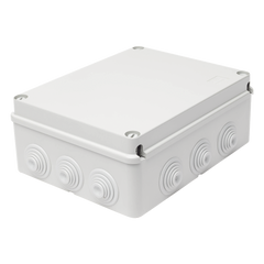 Caja Estanca de PVC Para Derivación y Conexión, 12 Entradas, Tapa Atornillada, 240x190x90 mm (Área interna), Uso Exterior IP55, Material que no Propaga el Fuego y Libre de Hálogenos