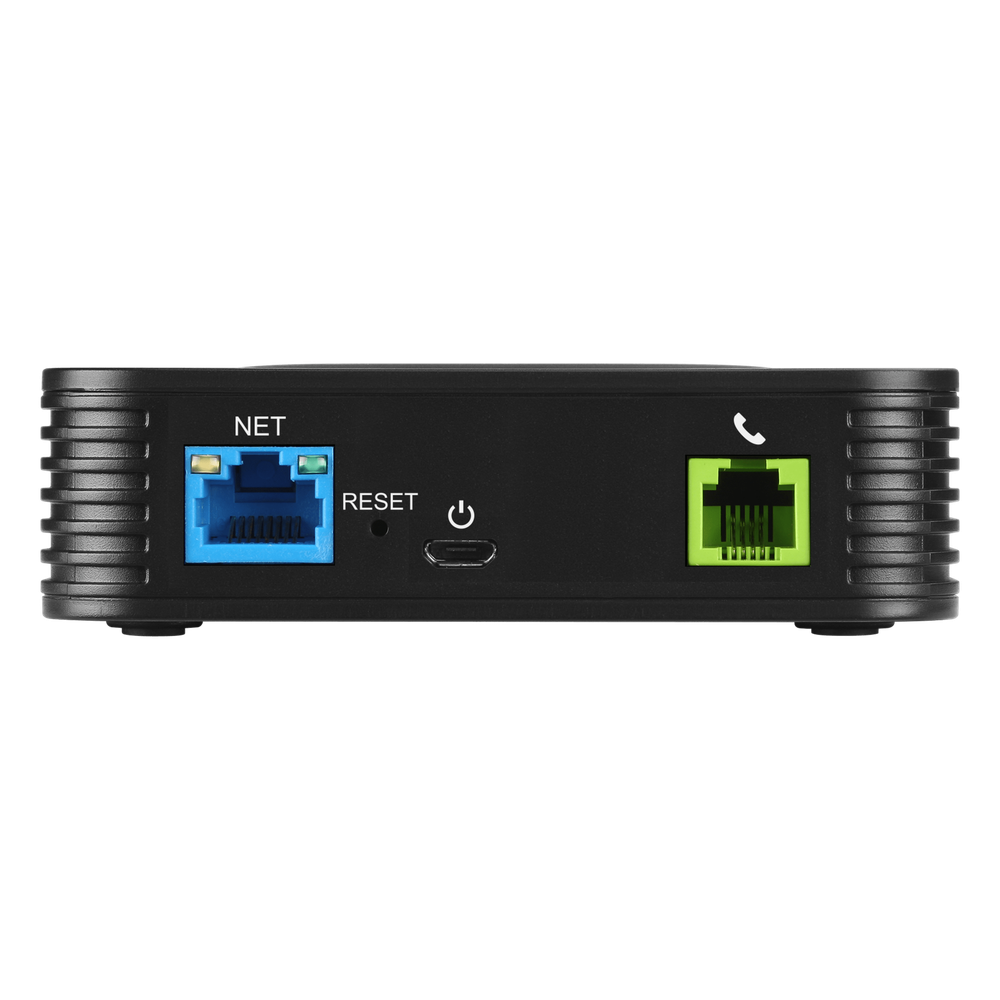 Adaptador de Teléfonos Analógicos ATA / 2 Puertos FXS (Conectar Teléfono Análogo) / Soporta 2 Perfiles SIP / Ethernet 10/100Mbps / Seguridad TLS y SRTP / Conferencia de Voz 3 Vías /