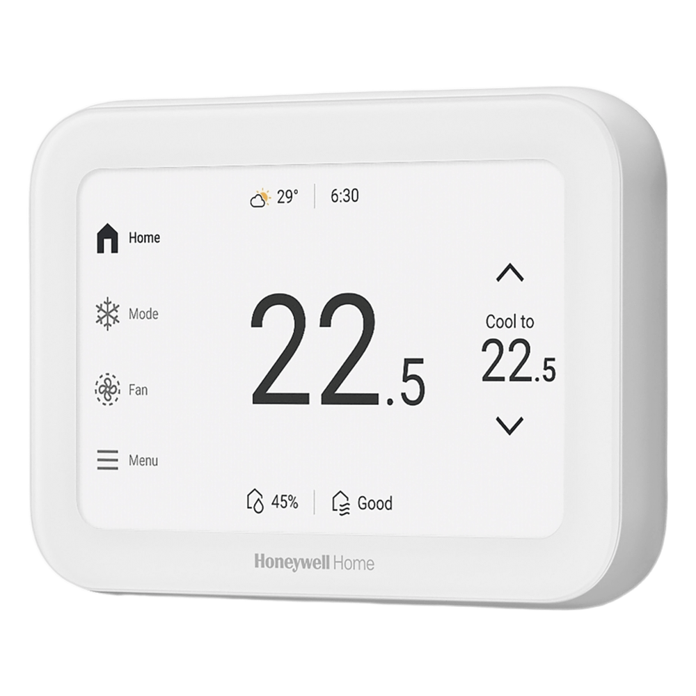 Termostato inteligente con pantalla táctil de 5 pulgadas, control de calidad de aire (IAQ), hasta 4H/2C bomba de calor, Wi-Fi, Bluetooth y Matter, color blanco