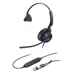 Auriculares Yealink UH46 Mono con cancelación de ruido por IA para Microsoft Teams, USB-C/A e indicador de ocupado