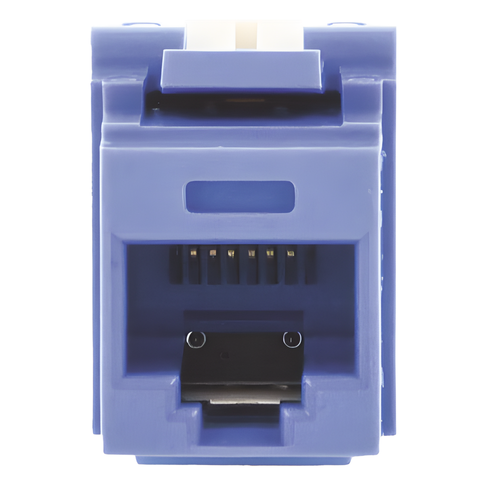 Conector Jack Estilo 110 (de Impacto), Tipo Keystone, Categoría 5e, de 8 Posiciones y 8 Cables, Color Azul