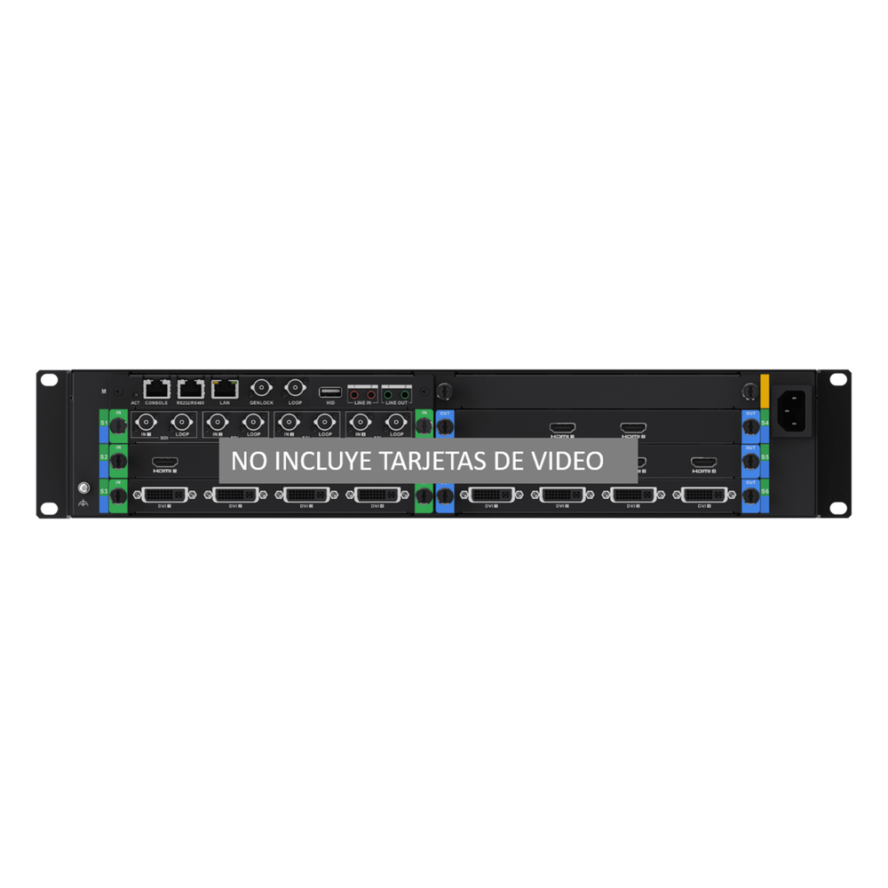 Chassis Controlador de Video Wall / 6 Slots / 2U Rack / 4K Ultra HD / Hot-Swappable / Touch LCD 4.5" / Genlock Sync / 8 Videowalls / 128 Escenas