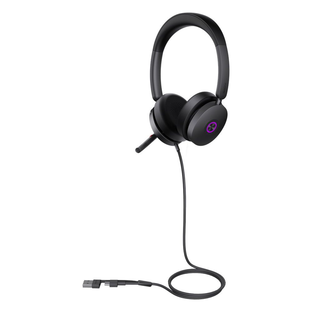 Auriculares Yealink UH48 Dual con cancelación de ruido activa por IA para Microsoft Teams, USB-C/A e indicador de ocupado