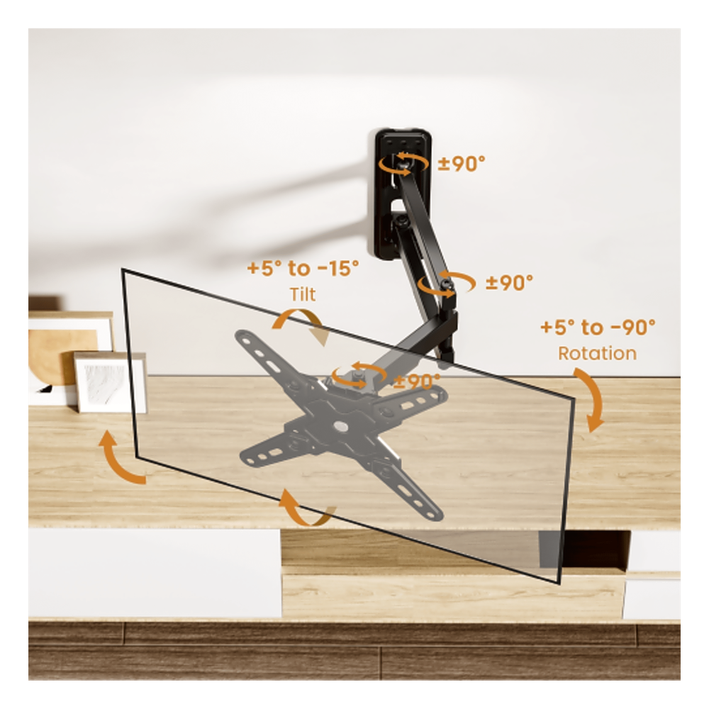 Soporte de Pared Articulado para Pantallas o Monitores | Compatibilidad VESA 75x75 - 200x200 / Hasta 43 Pulgadas | Capacidad Máxima de Carga 20 kg | Fabricado en Acero
