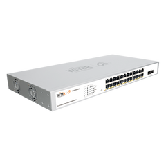 Switch Administrable PoE / 24 puertos PoE af/at Gigabit / 2 x SFP Gigabit / Administración Cloud Gratuita / Presupuesto 370 W