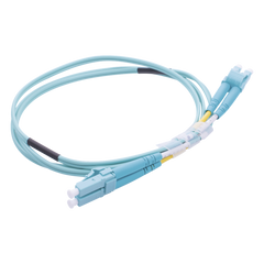 Jumper de Fibra Óptica Multimodo OM3 50/125 LC-LC OFNR (Riser), 2.0 mm, Dúplex, Aqua, 1 Metro (3.28 Pies)