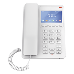 Teléfono IP Hotelero con pantalla LCD a color, 2 líneas SIP con 2 cuentas, codec Opus, IPV4/IPV6, color blanco, con gestión en la nube GDMS
