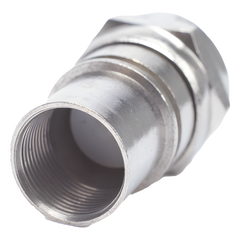 Conector F Macho, Plegable con PIN para Cable RG-6, Cuerpo de Bronce Niquelado.