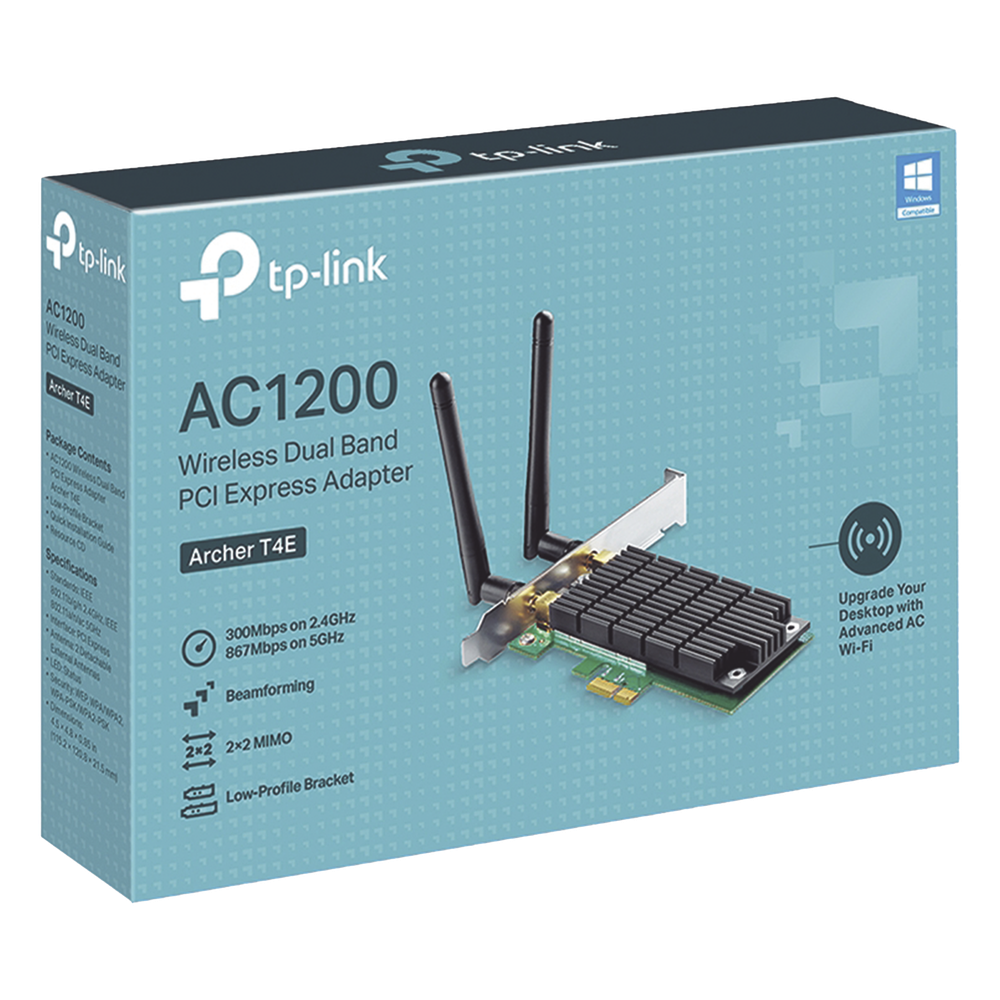 Adaptador  PCI inalámbrico doble banda AC 1200 Mbps / Antena de alta ganancia / Tecnología MU-MUMO 2X2 / Soporte de perfil bajo y Altura completa