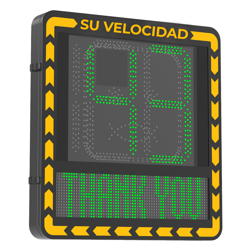 Radar Medidor de Velocidad / Pantalla LED / Detección en Tiempo Real / Rango de Detección de 100 Mts / Hasta 32 Objetivos Detectados / IP66 / Ethernet
