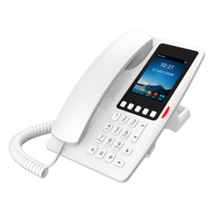 Teléfono IP Hotelero Wi-Fi 6 / Pantalla IPS 3.5" 320x480 / 2 Líneas SIP / 5 Teclas Programables / Puerto USB-A / PoE 802.3af / Audio HD / Diseño Blanco