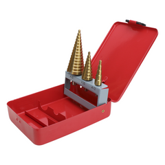 Juego de 3 Brocas Escalonadas HSS 4-12, 4-20, 4-32 mm (Para Plástico o Metal).