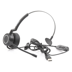 Audífonos USB de Diadema MONO con Audio HD / Micrófono con Cancelación de Ruido / Calidad para uso en Oficina