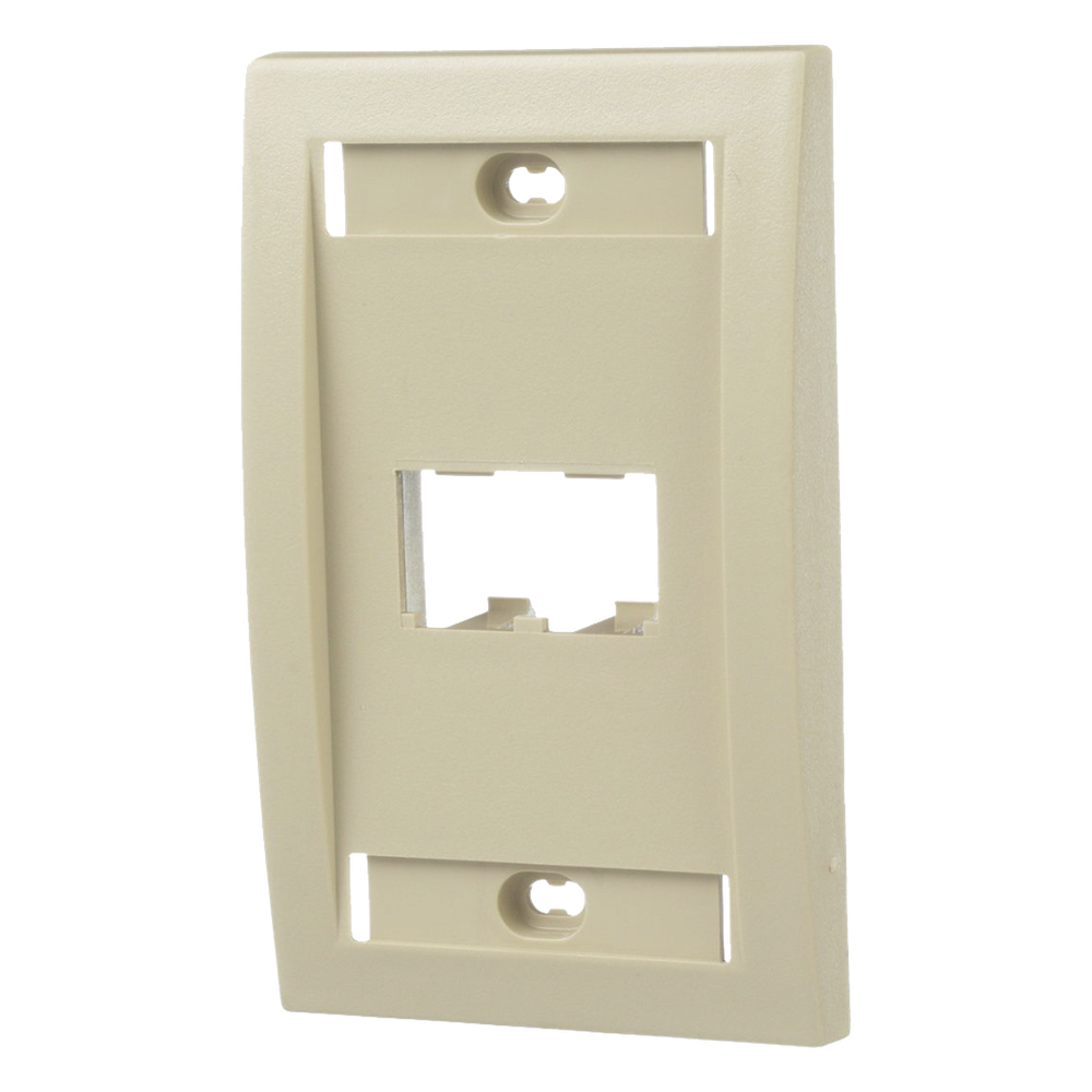 Placa de Pared Vertical Ejecutiva, Salida Para 2 Puertos Mini-Com, Con Espacios Para Etiquetas, Color Marfil