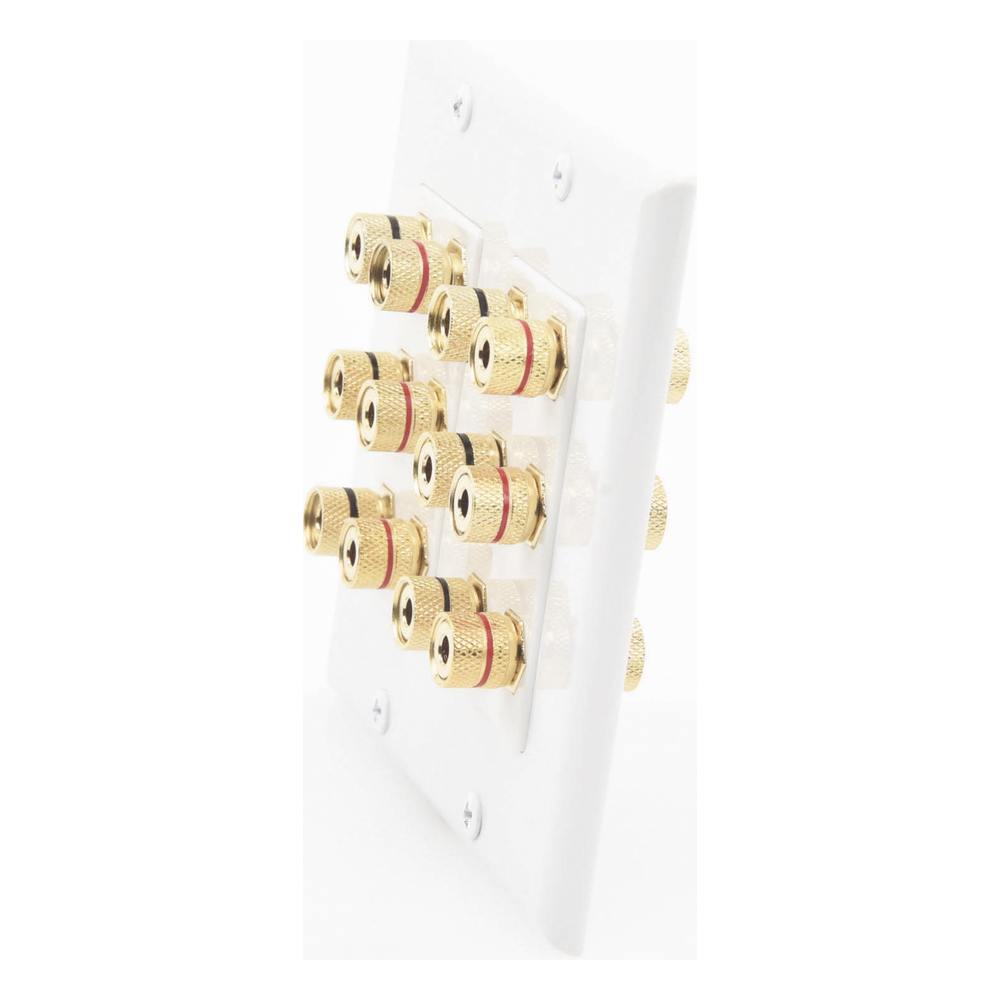 Placa de Pared | Postes de Unión Tipo Banana | Conexión para 6 Altavoces | Fácil Instalación | Conectores Chapados en Oro