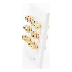 Placa de Pared | Postes de Unión Tipo Banana | Conexión para 6 Altavoces | Fácil Instalación | Conectores Chapados en Oro