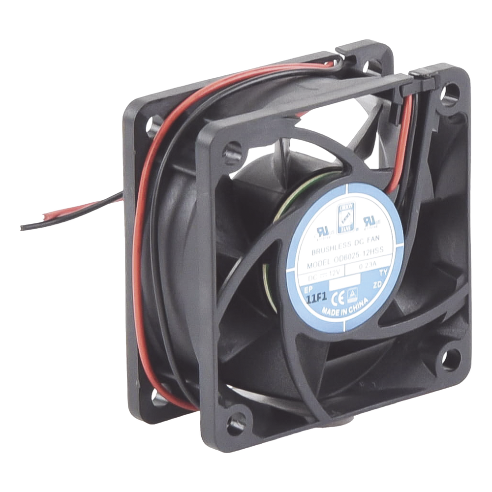 Ventilador Anticondensante Axial Cuadrado, 60x60x25 mm, 12 Vcc, 4390 RPM, 1.8 W, 0.15 A, Flujo de Aire de 25.0 CFM, Unión Sellada.
