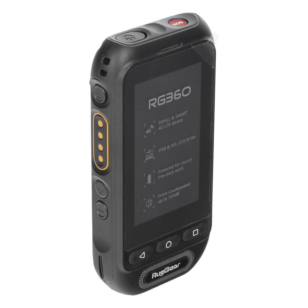 Radio PoC LTE RugGear RG360 / Altavoz 2W 105 dB / 3GPP Mission-Critical PTT / IP68 y MIL-STD-810H / Batería Extraíble 3000 mAh / 197 g / Multi APN