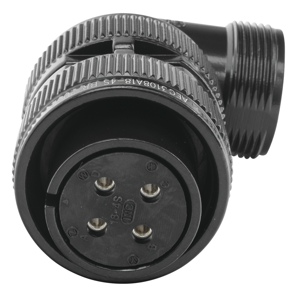 Conector Plug en Ángulo Recto de 4 Contactos Hembra Soldables para Radio de Locomotora.